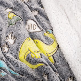 Pătură fosforescentă din imitație lână 4Home Dino, 150 x 200 cm
