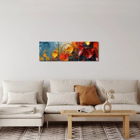Tablou - Pictură abstractă de flori III. (cu ceas) (90x30 cm)