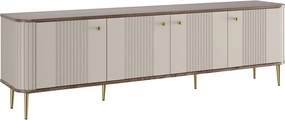 Dulap TV Vesper 4D 187 cm - cașmir / nuc / picioare aurii