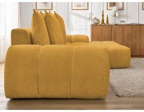 Colțar galben muștar extensibil/cu spațiu de depozitare cu tapițerie din chenille (cu colț pe partea dreaptă/cu șezlong) Everest – Bobochic Paris
