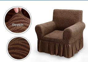 Husa elastica pentru fotoliu, cu volanas, model Jacquard Maro in dungi