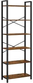 Raft De Depozitare Cu 6 Niveluri, Vintage Maro Si Negru, 66 Cm