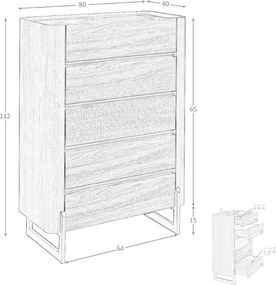 Dulapior 5 sertare deosebit design LUX Walnut-Marble