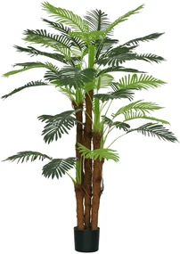 HOMCOM Plantă Artificială de Interior în Ghiveci, cu 36 Frunze din PE și Ciment, Ø16x160 cm, Verde | Aosom Romania