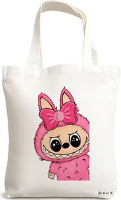 Sacosa de Panza pentru Cumparaturi, Geanta Tote, model Labubu 7 38 x 34.5 cm, Alba, BEKZ®
