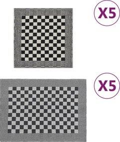 vidaXL Set de prosoape, 10 buc., negru și alb, bumbac