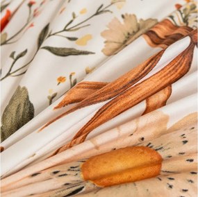 Set lenjerie de pat creponata FLORAL RIBBON POLY colorata + cearsaf Jersey 180 x 200 cm bej deschis, pat dublu