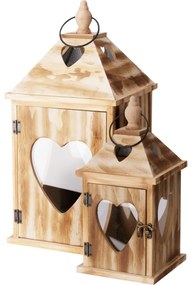 Set de lanterne din lemn Srdce, 2 bucăți