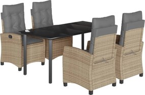 vidaXL Set mobilier pentru grădină, 5 piese, cu perne, bej, poliratan