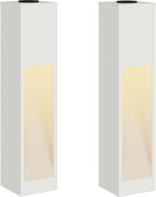 vidaXL Lampa de parcurs LED solar 2 pcs Alb Oțel laminat la rece