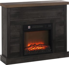 HOMCOM Șemineu Electric cu Flacără 3D, Oprire Automată, Încălzire Reglabilă și Temporizator, 96,5x22x81,7 cm, Maro | Aosom Romania