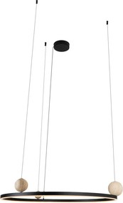 Lustra LED suspendata design modern Solaris negru, natural