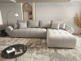 Colțar extensibil dumonde cu ladă de depozitare si sezut confortabil din spuma high-density, Berlin XL Euphoria Dove 350x185 cm II