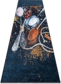 ANDRE 9002 covor lavabil linguri, condimente bucatarie, anti-alunecare - albastre / teracotă