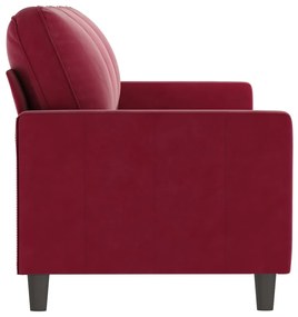 Canapea cu 3 locuri, rosu vin, 180 cm, material catifea Bordo, 198 x 77 x 80 cm