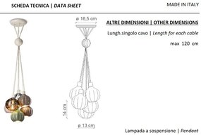 Lustra cu 6 pendule design italian realizat manual din ceramica si sticla AFOXÉ Mix