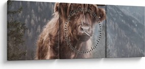 Tablou - Vaca Highlander (cu ceas) (90x30 cm)