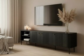Comodă TV Vesper 3D 187 cm - negru / picioare negre