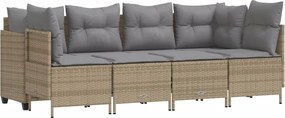 vidaXL Set canapele de grădină cu perne, 5 piese, bej, poliratan