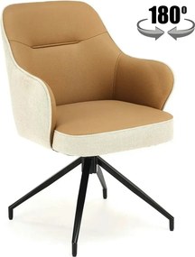 Scaun rotativ K527, maro/bej/negru, stofa clasica/piele ecologica/meta