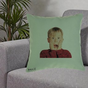 Perna Decorativa Kevin Singur Acasa, 40x40 cm, Verde, Husa Detasabila, Perna Inclusa, BEKZ®