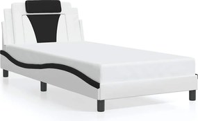 vidaXL Cadru de pat Viana fără saltea alb și negru 100x200cm piele artificială