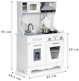 Bucătărie din lemn pentru copii cu efecte luminoase și sonore + accesorii