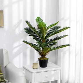 HOMCOM Plantă Artificială de Palmă cu 18 Frunze și Vas Inclus pentru Interior, Înălțime 85 cm, Verde | Aosom Romania