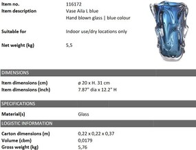 Vaza flori, Vas decorativ Aila L albastru