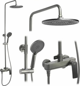 Coloana de dus cu baterie monocomanda gri periat Rea Avalon