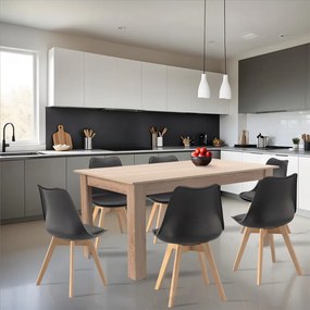 Set de masă Lola 6+1 negru-stejar Sonoma