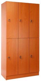 Dulap din lemn Visio - 6 cutii, 90 x 45 x 185 cm, broasca cilindrica, cires