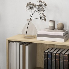 HOMCOM Bibliotecă raft de depozitare cu 2 compartimente și raft reglabil, 60 x 24 x 63 cm, efect lemn natural | Aosom Romania