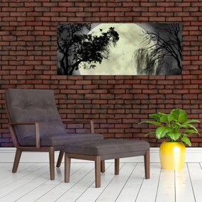 Tablou - Lună plină deasupra apei (120x50 cm)