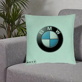 Perna Personalizata cu emblema BMW, 40x40 cm, Verde Menta, Husa Detasabila, Perna Inclusa, BEKZ®