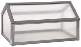 Outsunny Mini seră, Seră compactă din lemn, Plăci de policarbonat, Deschidere pentru ventilare, 90L x 52B x 49,5H cm, Gri | Aosom Romania