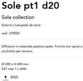 Corp iluminat exterior decorativ IP44 Sole pt1 d20