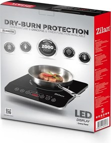 Plita cu inductie Zilan ZLN8078 Neagra, putere 2000W, geam din cristal negru