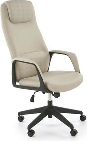 Scaun birou RAZOR, bej/negru, piele ecologica, 66x73x116-124 cm