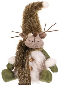 Decorațiune de Crăciun Ren așezat, înălțime 28 cm,verde/alb