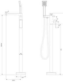 OMNIRES PM7433CR - Set cadă independentă cu baterie PARMA crom lucios