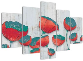 Tablou - Maci de câmp - petrol (150x105 cm)