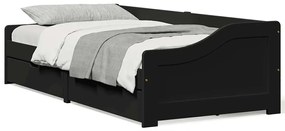 vidaXL Pat de zi cu 2 sertare fără saltea „IRUN” Negru 90x200 cm