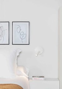 Aplica cu reader LED minimalista cu USB charger DUAS White