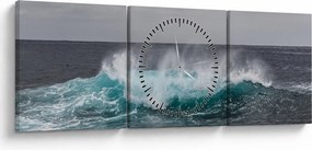 Tablou - Valuri pe ocean (cu ceas) (90x30 cm)
