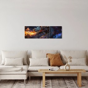 Tablou - Dragon scuipând flăcări (cu ceas) (90x30 cm)