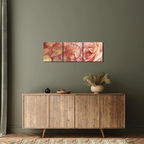 Tablou cu trandafir (cu ceas) (90x30 cm)