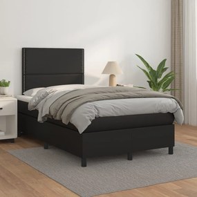 3142773 vidaXL Pat box spring cu saltea, negru, 120x200 cm, piele ecologică