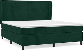 vidaXL Pat box spring cu saltea, verde închis, 180x200 cm, catifea