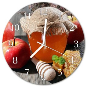 Ceas de perete din sticla rotund Miere Apple a consumului de fructe Natura multi-colorat